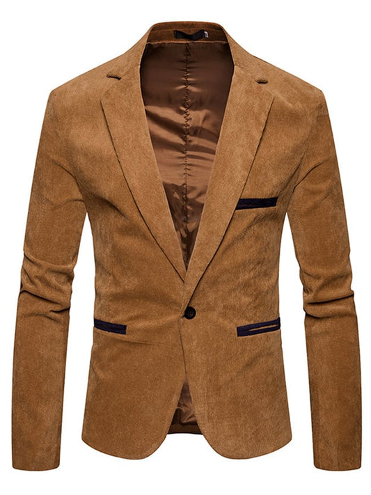 Men's Corduroy Colorblock Work Regular Fit Blazer