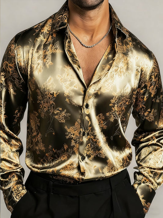 Men's Luxury Retro Floral Long-Sleeved Shirt
