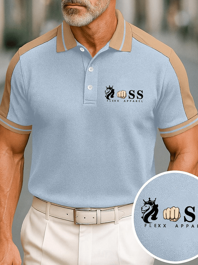 Men's Fashion Business Letter Printed Casual Polo Shirt
