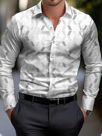 Men's Business Style Geometric Print Shirt