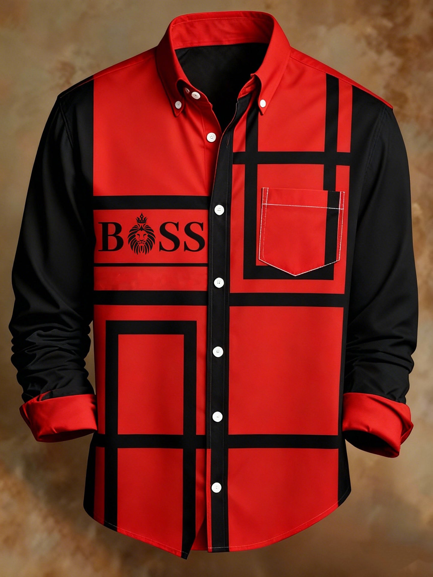Men's Geometric Square Print Shirt