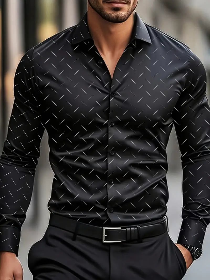 Men's Street Style Business Casual Printed Long Sleeve Shirt