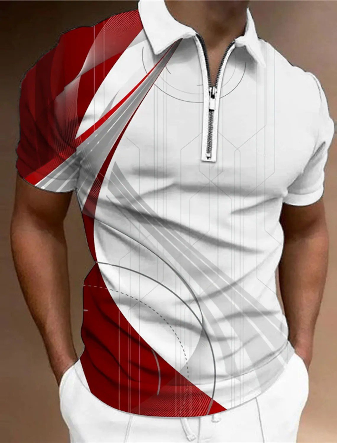 Men's Contrast Print Casual Versatile Polo Shirt