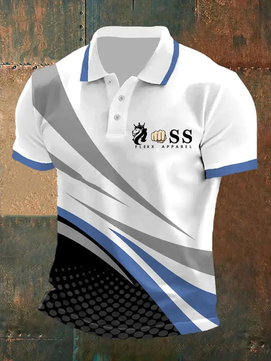 Men's Retro Letter Print Casual Polo Shirt
