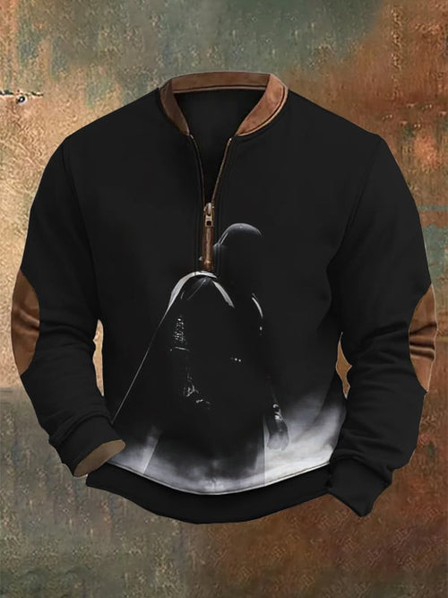 Men's Fashion Casual Printed Zipper Neck Sweatshirt