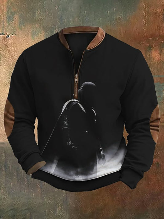Men's Fashion Casual Printed Zipper Neck Sweatshirt