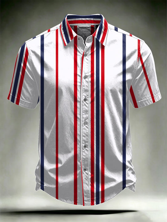 Men's Retro Abstract Art Print Comfortable Business Style Shirt