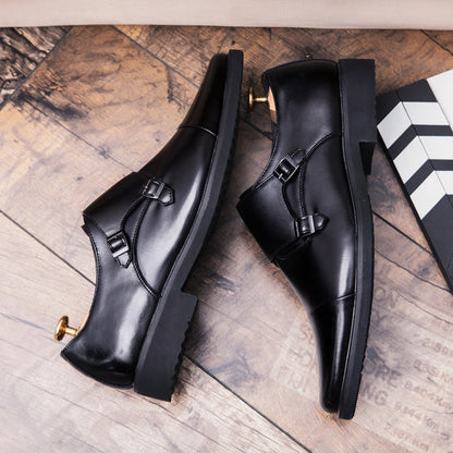 Business Casual British Double Buckle Leather Shoes