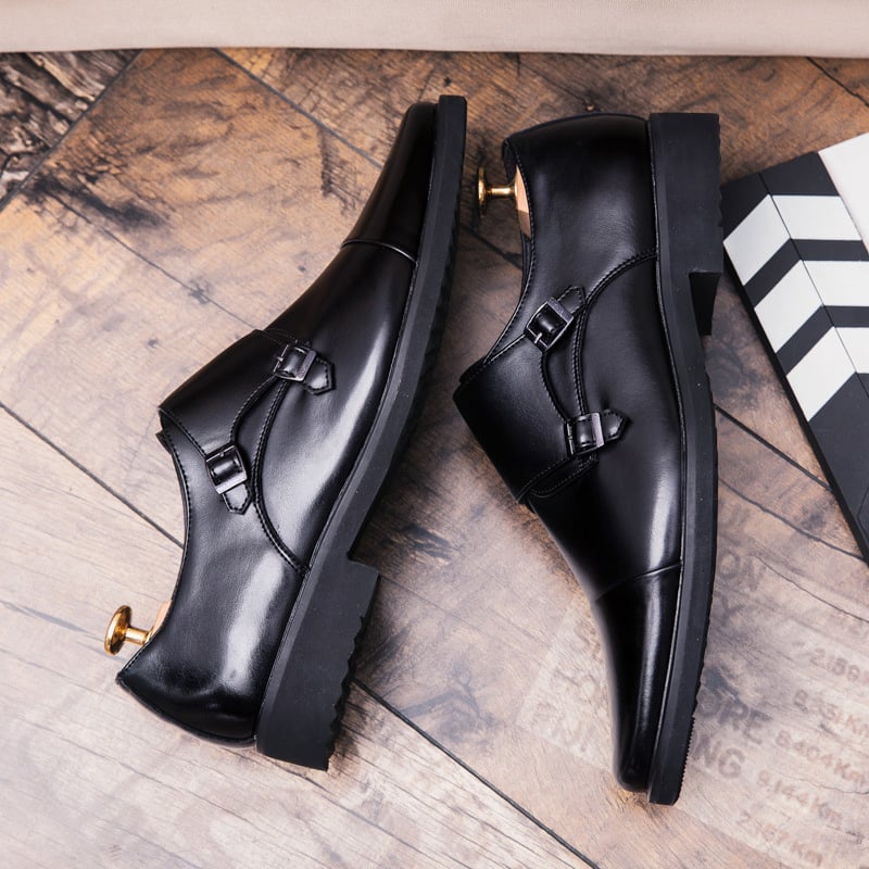 Business Casual British Double Buckle Leather Shoes