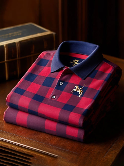 Men's Classic Business Logo Button Short Sleeve Polo Shirt