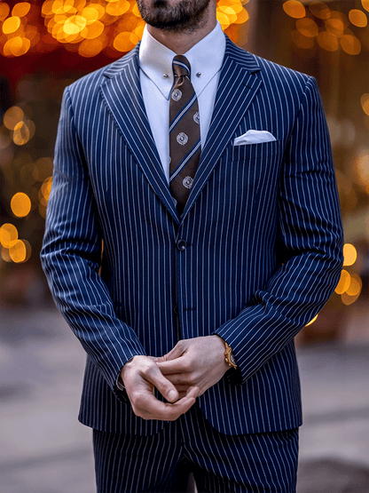 Men's Retro Single Breasted Striped Gentleman Business Suit Jacket