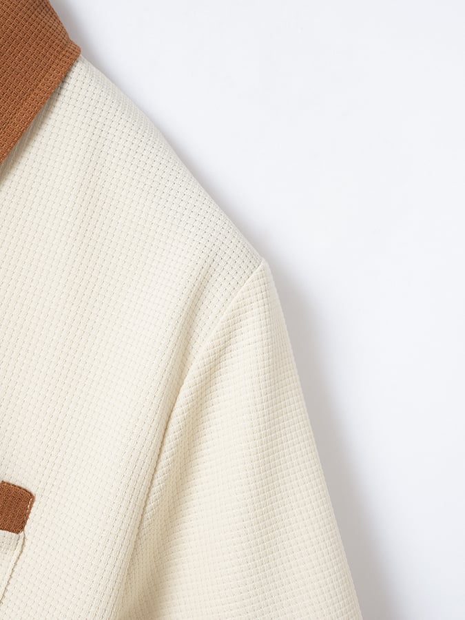 Men's Waffle Fabric Fashion Casual Polo Shirt (With Pockets)