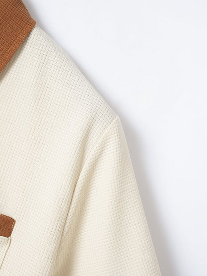 Men's Waffle Fabric Fashion Casual Polo Shirt (With Pockets)