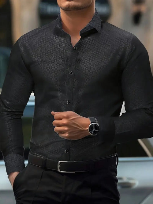 Men's Street Style Business Casual Printed Long Sleeve Shirt