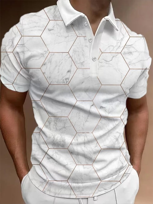 Men's Retro Gradient Design Button Short Sleeve Casual Polo Shirt