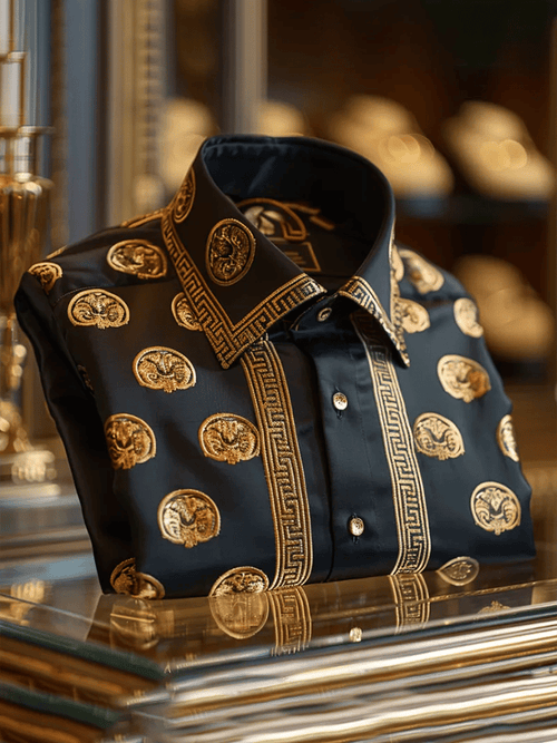 Men's Satin Luxe Print Short Sleeve Button Shirt