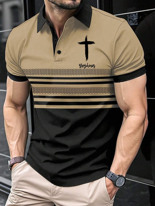 Men's Retro Faith  Casual Printed Polo Shirt