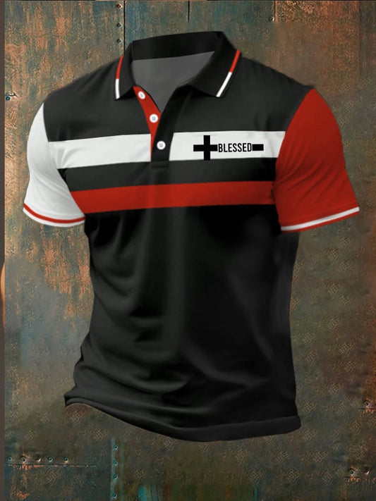 Men's Fashion Casual Faith Contrast Color Polo