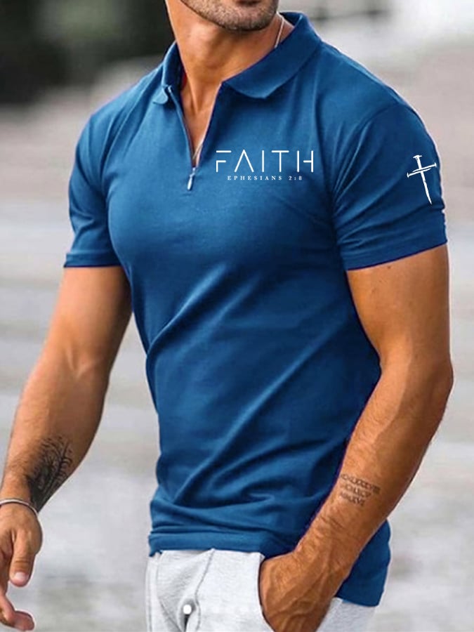 Men's Faith Print  Polo Shirt