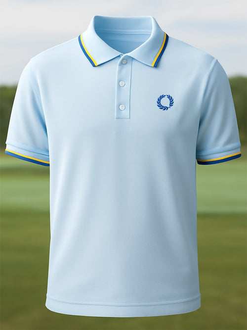 Men's Business Casual Button Short Sleeve Polo Shirt