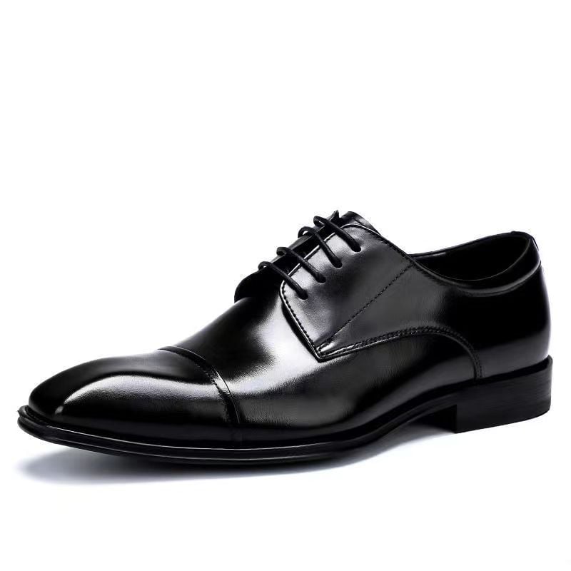 Men's Stylish Stereoscopic Square Toe Patchwork Lace-up Oxford Leather Shoes