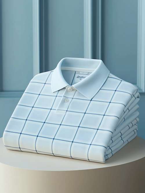 Men's Classic Business Logo Button Short Sleeve Polo Shirt