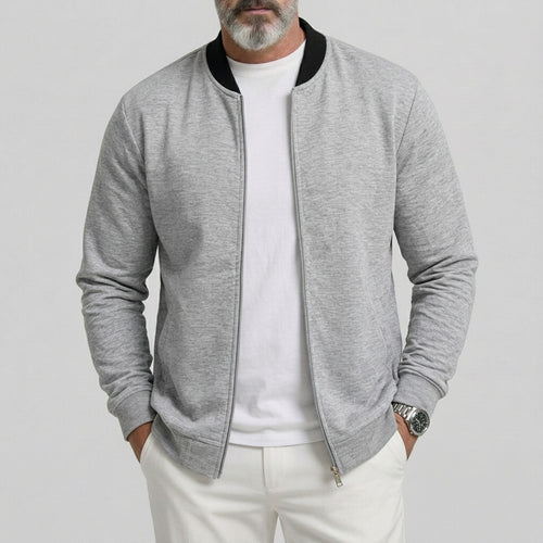 Men's Solid Color Baseball Collar Utility Pocket Slim Fit Casual Zipper Jacket