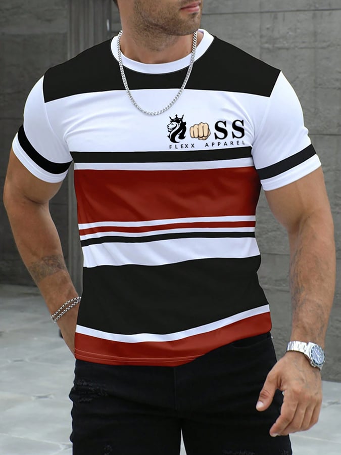 Men's Retro Letter Print Casual T-shirt