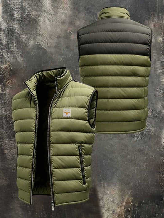 Men's Outdoor Multifunctional Color-Block Panel Down Vest