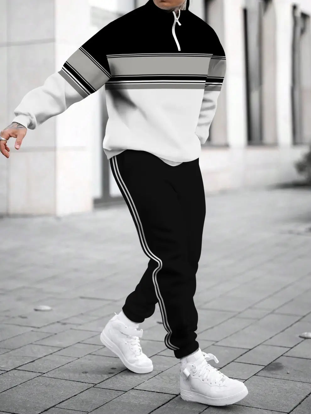 Relaxed Zipper Long Sleeve Two Piece Set