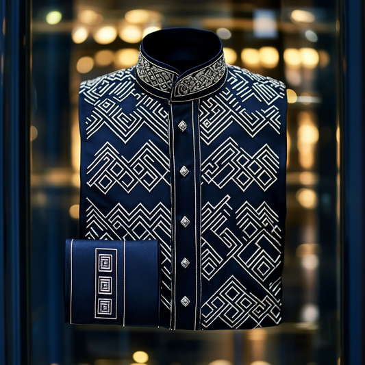 Luxurious and high-end Men's stand collar shirt floral patterns impeccable craftsmanship business leisure vacation long sleeve shirt