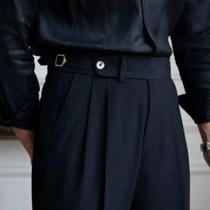 High-waist belt design trousers
