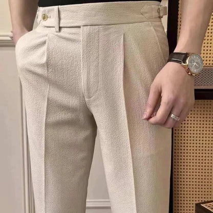 High-waist belt design trousers
