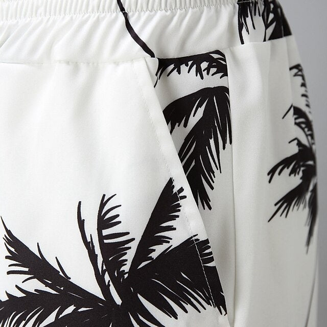 Men's Leaves Tropical Plants 2pcs Shirts Sets Summer Hawaiian Shirt Short Sleeve Short Pants Cuban Collar Tropical Fashion Hawaiian Street Casual Hawaiian Print Summer Spring Black White Blue