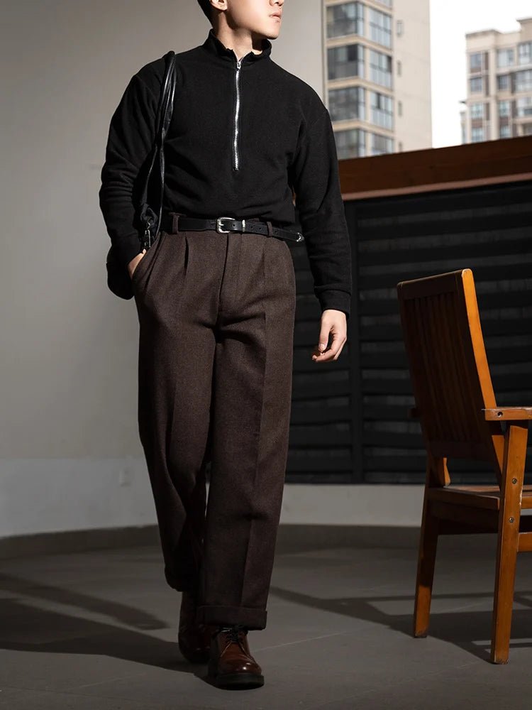 Hollywood waist straight-leg long pants