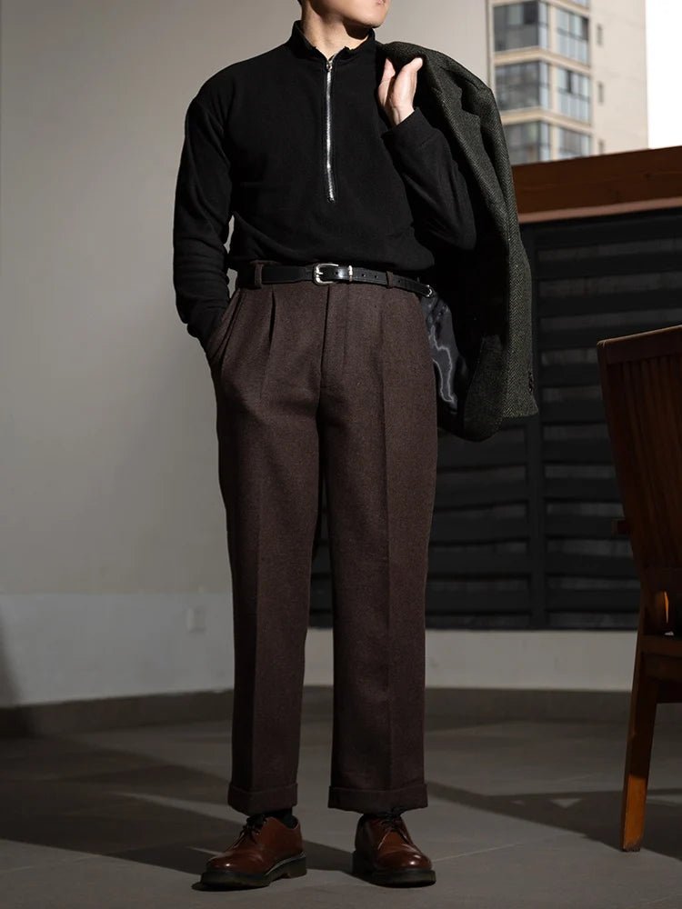 Hollywood waist straight-leg long pants