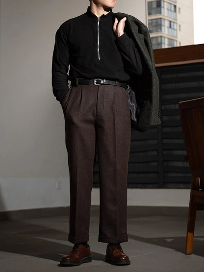 Hollywood waist straight-leg long pants