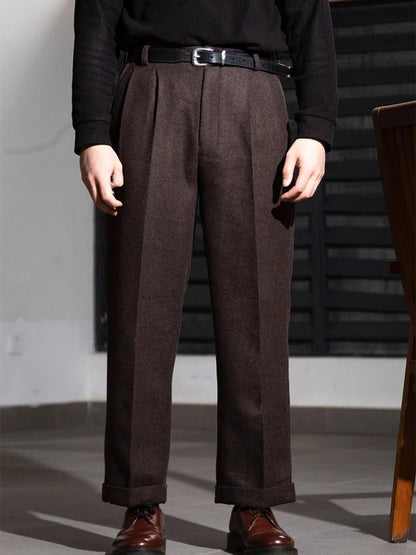 Hollywood waist straight-leg long pants