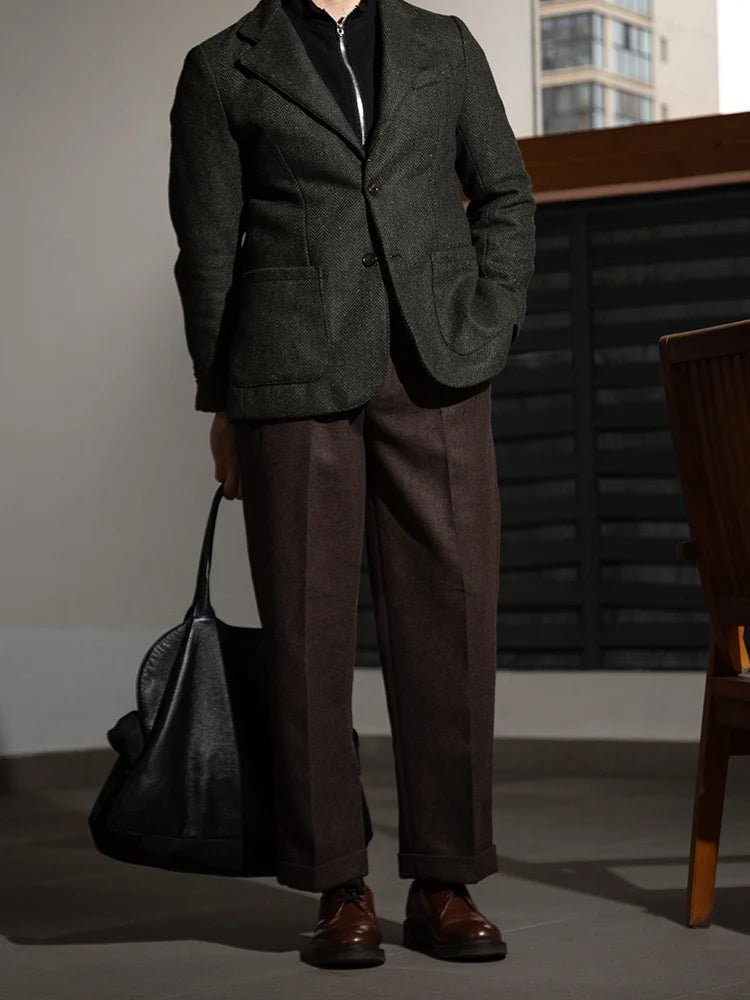 Hollywood waist straight-leg long pants