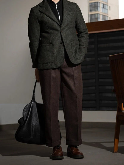 Hollywood waist straight-leg long pants