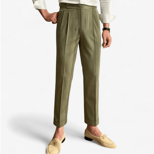Italian design ankle high-waist trousers