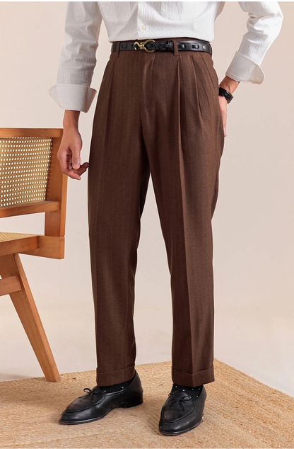 Italian office brown straight pants