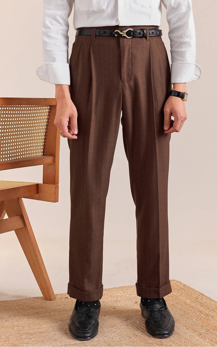 Italian office brown straight pants