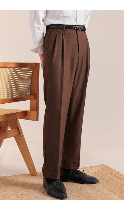 Italian office brown straight pants