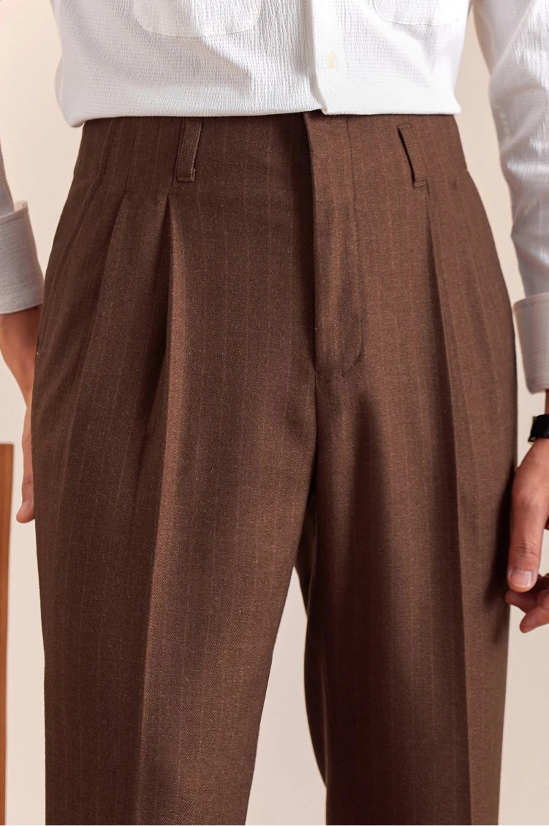Italian office brown straight pants