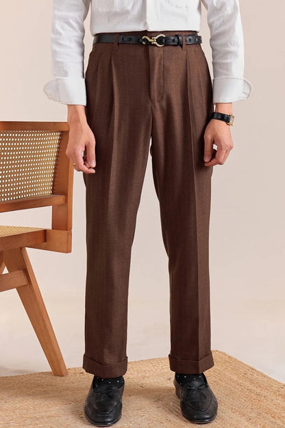 Italian office brown straight pants