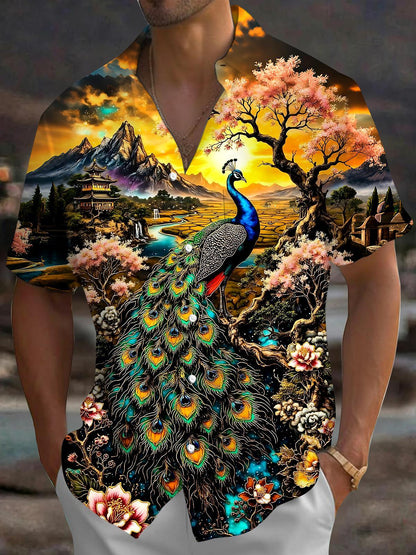 Peacock Men's Pocket Short Sleeve Shirts