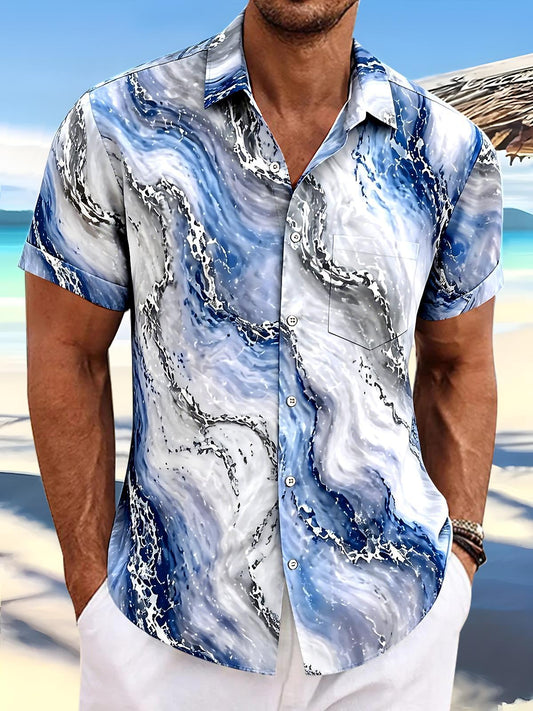 Abstract Men's Pocket Short Sleeve Shirts