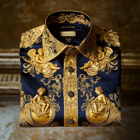 Men's Luxury Business Print Long Sleeve Shirt