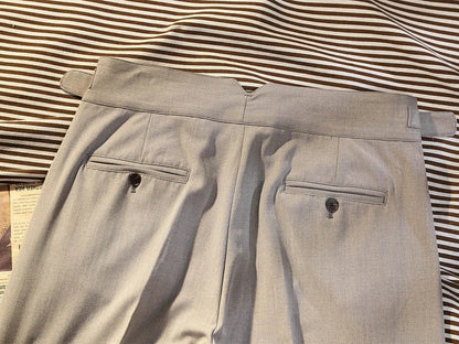 Khaki herringbone pattern tapered pants